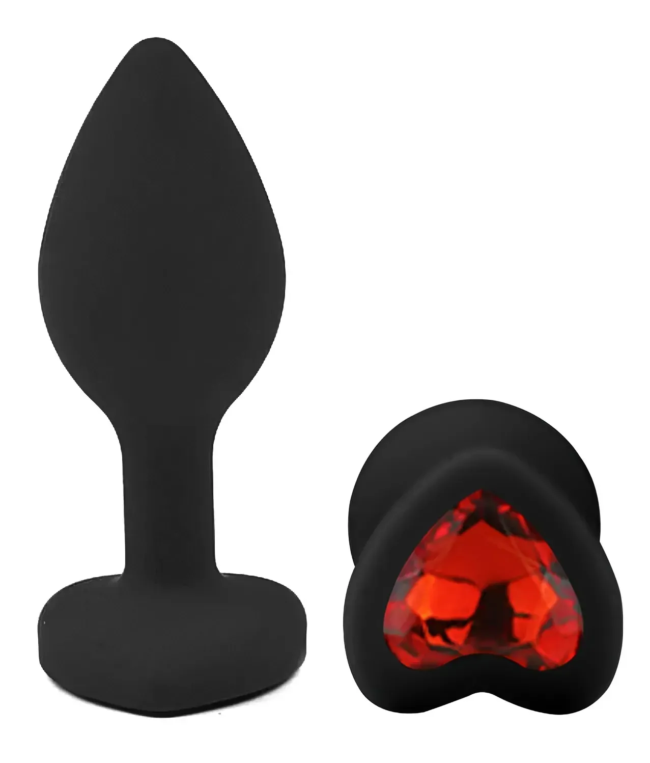 фото Силіконова анальна пробка EGZO - Silicone Black Heart Plug Red, size S
