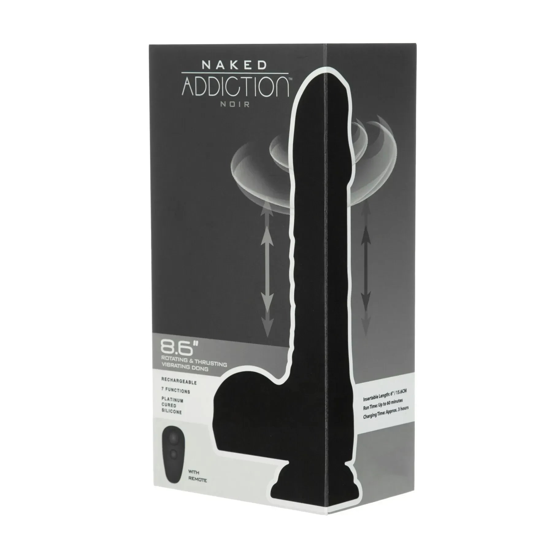 фото Вібро-фалоімітатор  Naked Addiction 8.6″ Noir, з пультом ДК