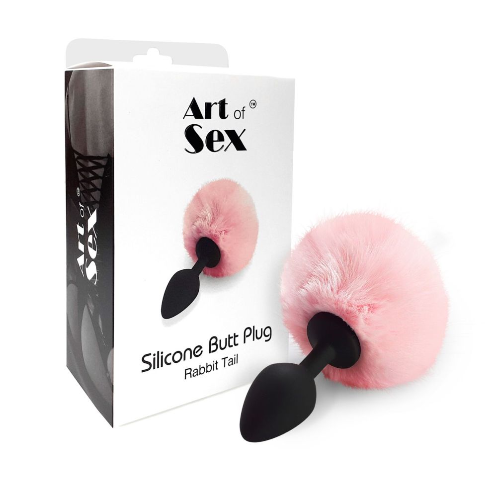 фото Анальна пробка М Art of Sex - Silicone Bunny Tails Butt plug Pink, діаметр