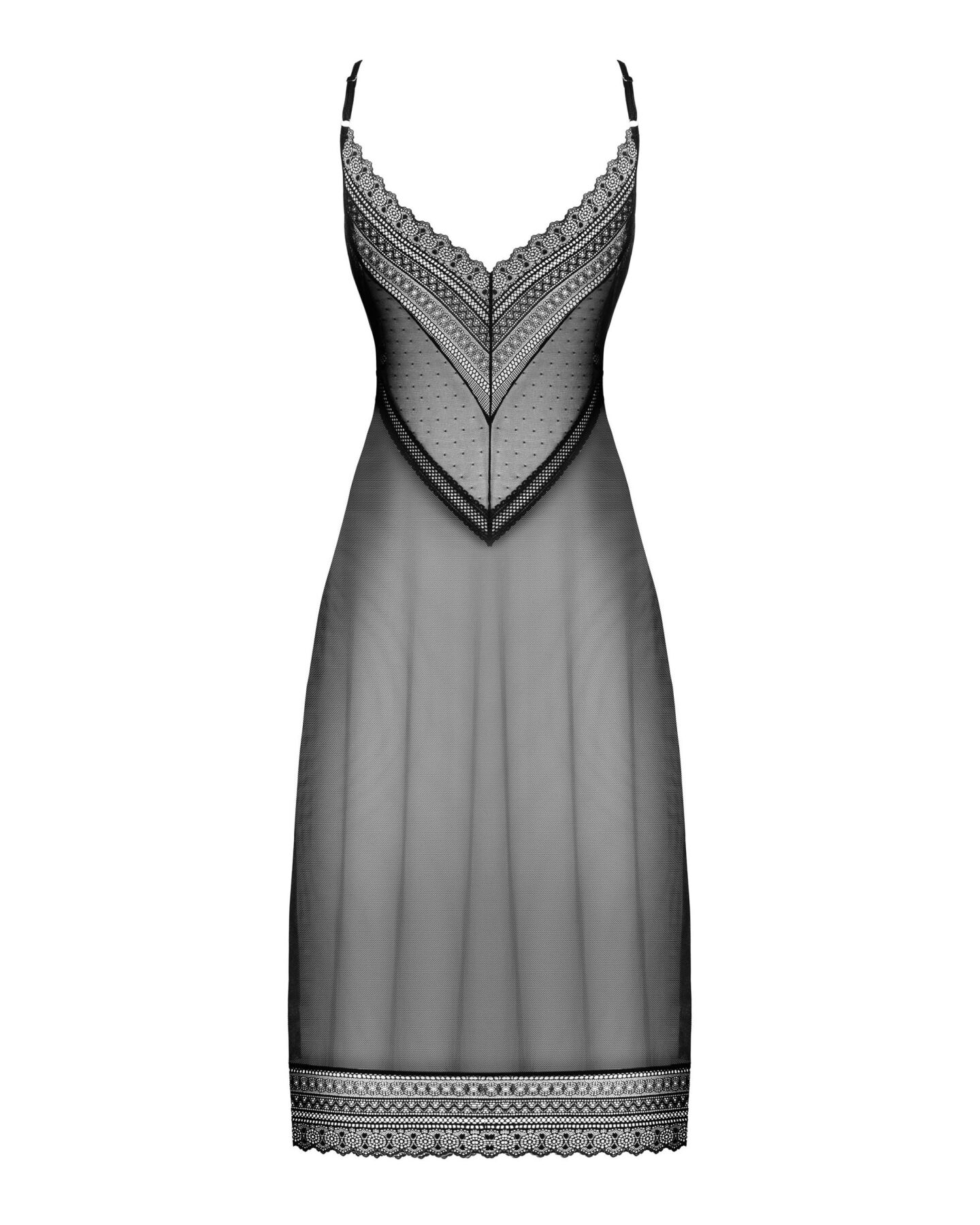 фото Сорочка Obsessive Estiqua chemise M/L, чорний, асиметричний крій