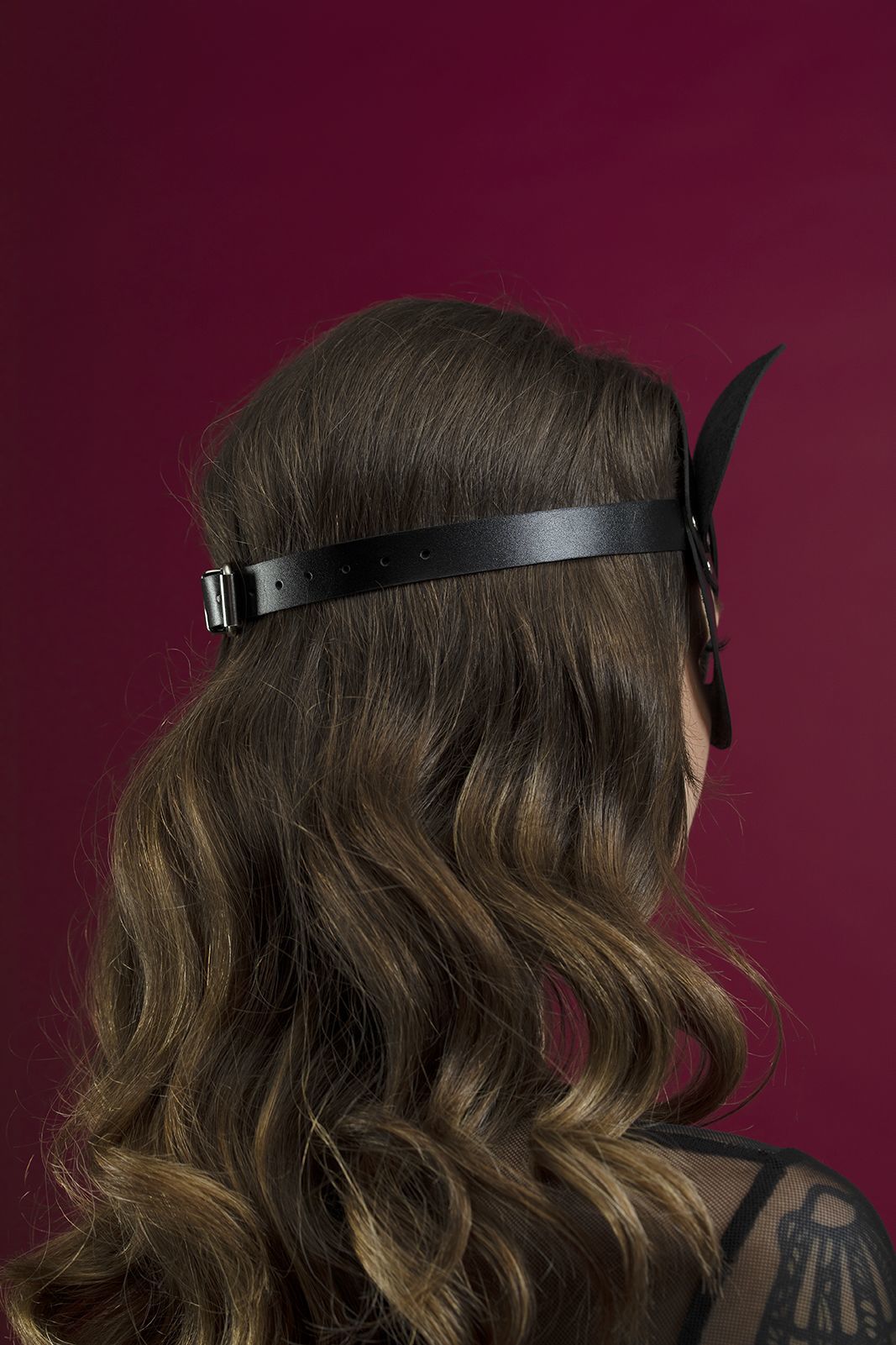 фото Маска кішечки Feral Feelings - Catwoman Mask, натуральна шкіра, чорна