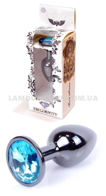 фото Анальна пробка Boss Series - Jewellery Dark Silver PLUG Light Blue S