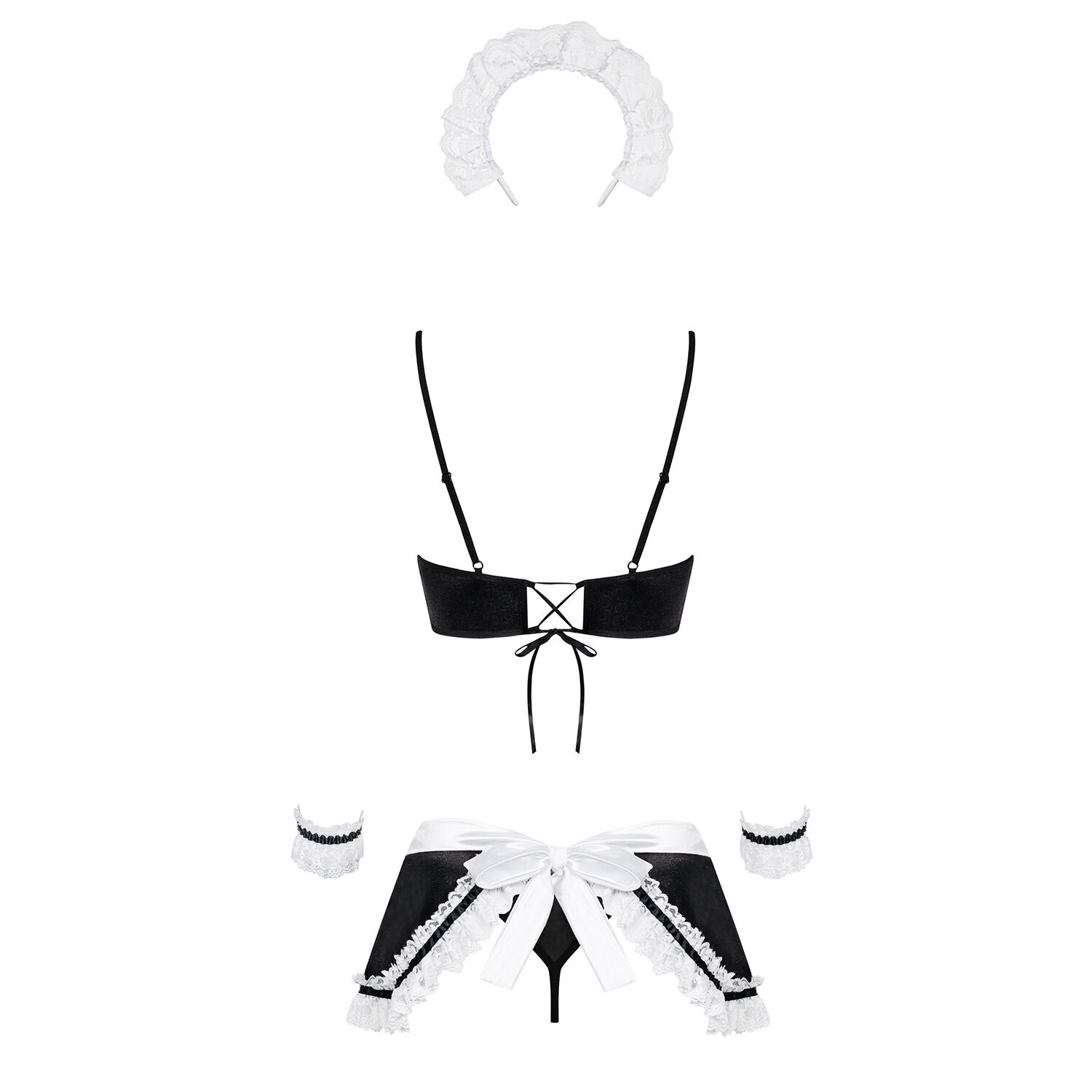 фото Костюм покоївки Obsessive Maid set S/M, black, 5 предметів