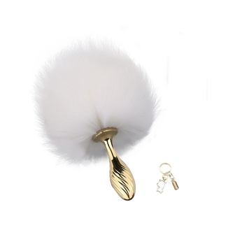 Анальна пробка  Кролячий хвіст LOCKINK SEVANDA White Bunny-Tail Anal Pear-sha