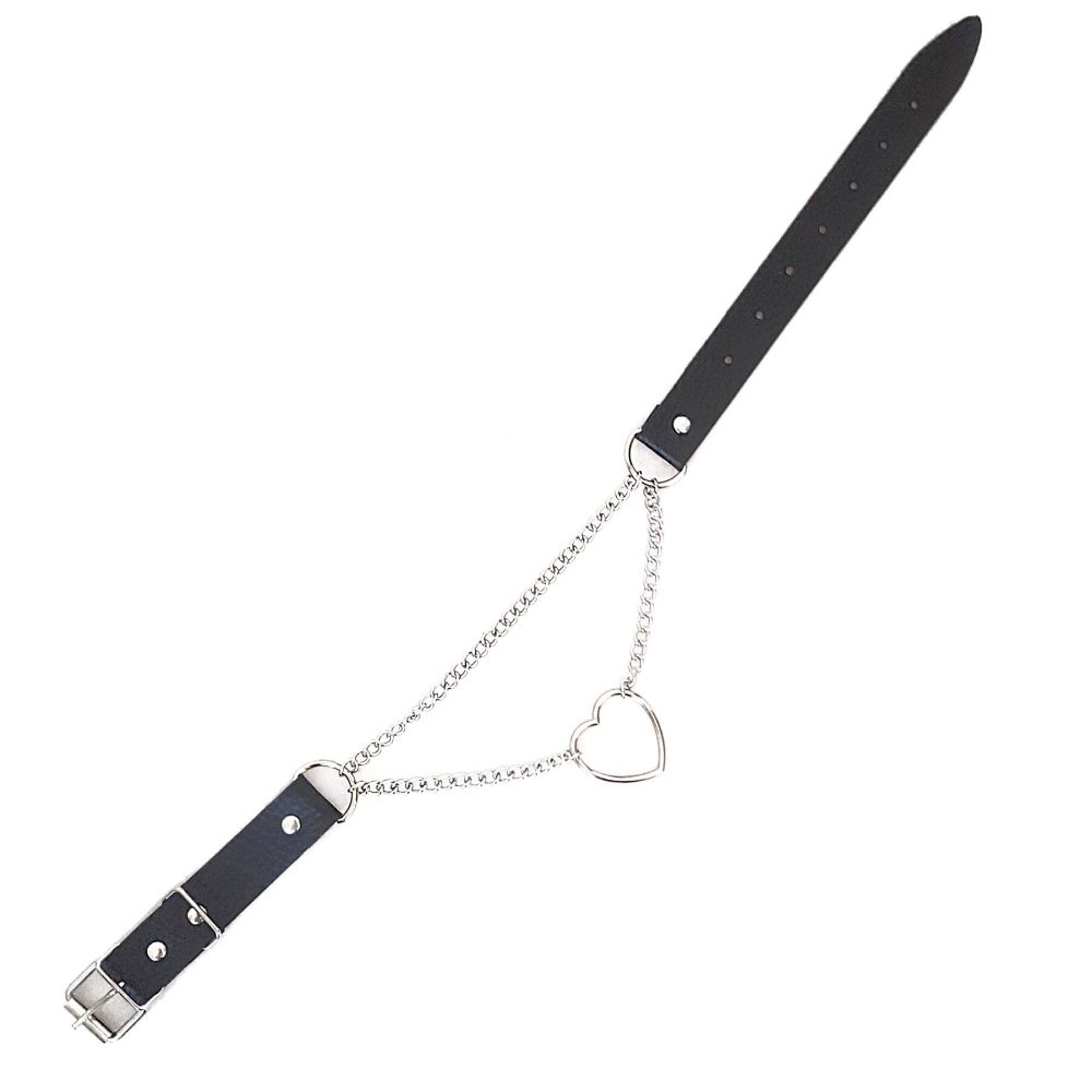 фото Чокер на шию Серце Art of Sex - Paris, з натуральної шкіри, колір Чорний