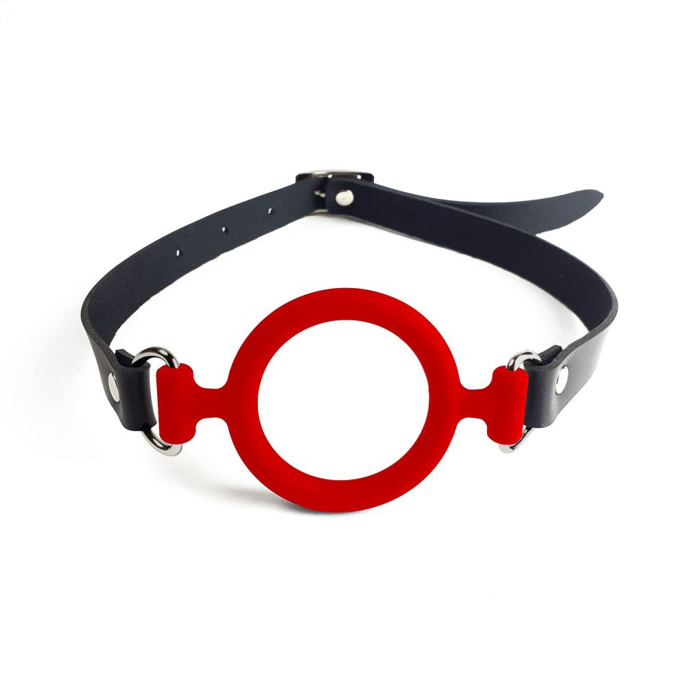 фото Кляп силіконове кільце натуральна шкіра, Gag ring 