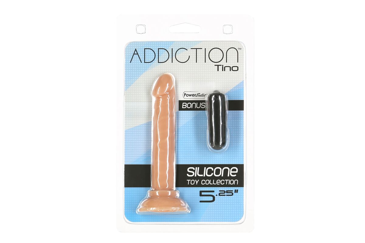 фото Фалоімітатор ADDICTION Tino 5.25″ Silicone Dildo, діаметр 1,9 см, віброкуля