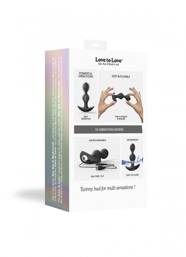 фото Анальний стимулятор гнучкий з вібрацією Love To Love TWINNY BUD Black