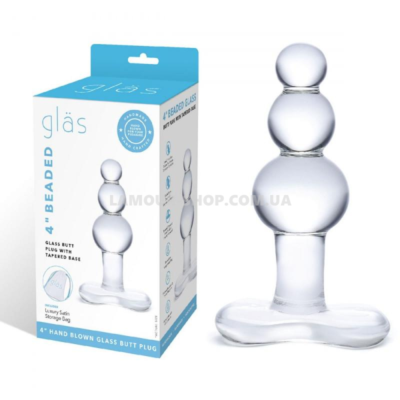 фото Glas Beaded Glass Butt Plug With Tapered Base
