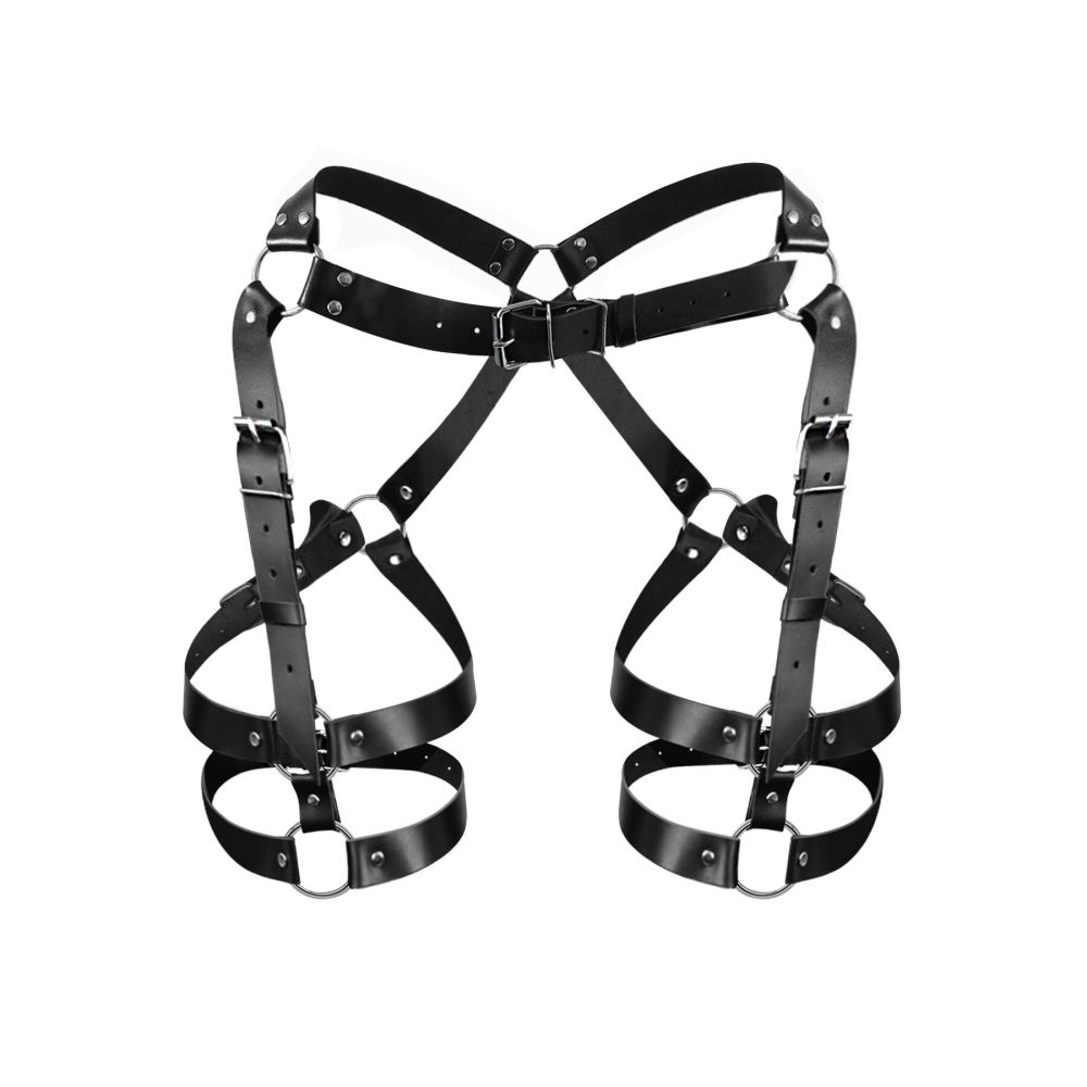 фото Гартери Art of Sex Claire, натуральна шкіра, розмір XS-М, колір чорний