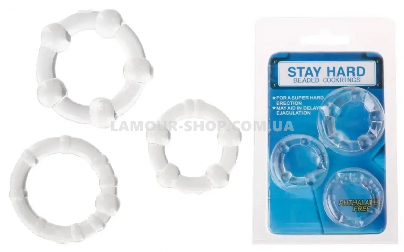 Набір ерекційних кілець Stay hard, Clear фото фото Набір ерекційних кілець Stay hard, Clear