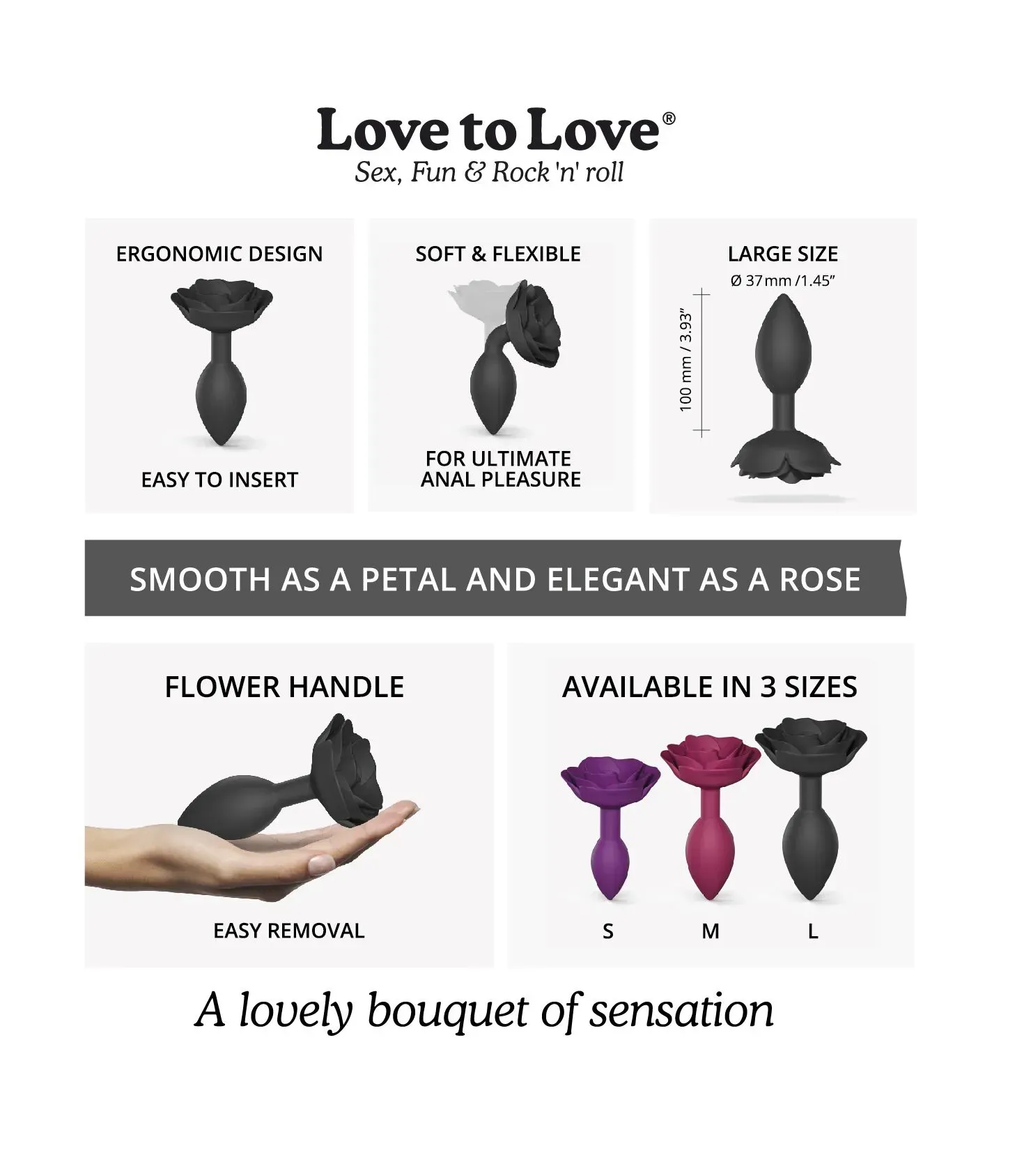 фото Анальна пробка BMS Roses Til’ Dawn Silicone Anal Plug Small розмір S