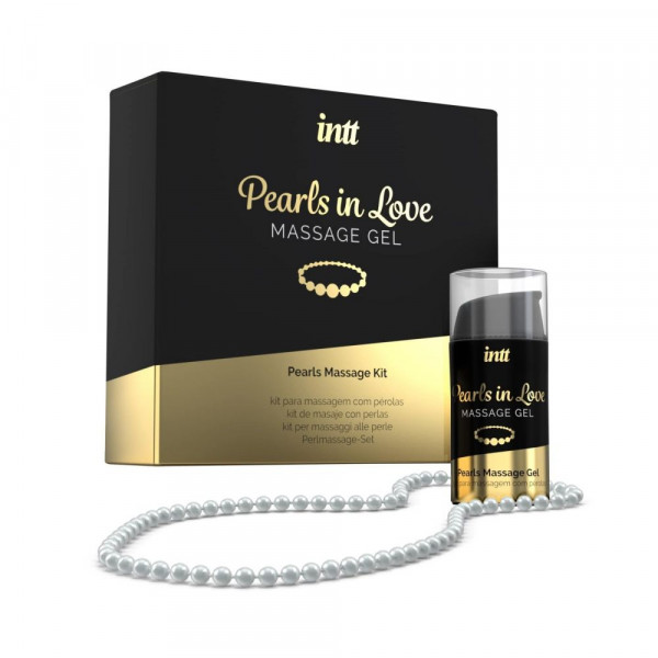 Набір для перлинного масажу Intt Pearls in Love: намисто та силік масаж гель