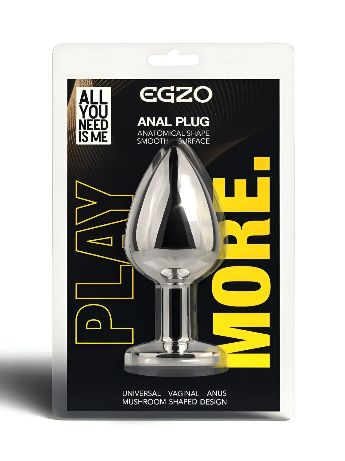 фото Анальна пробка з кристалом EGZO - Silver Round Plug Clear M