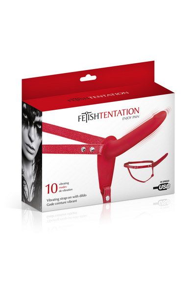 фото Страпон з вібрацією Fetish Tentation Vibrating Strap-On with Dildo Red