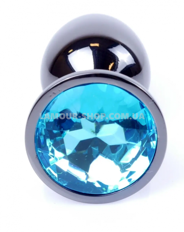 фото Анальна пробка Boss Series - Jewellery Dark Silver PLUG Light Blue S