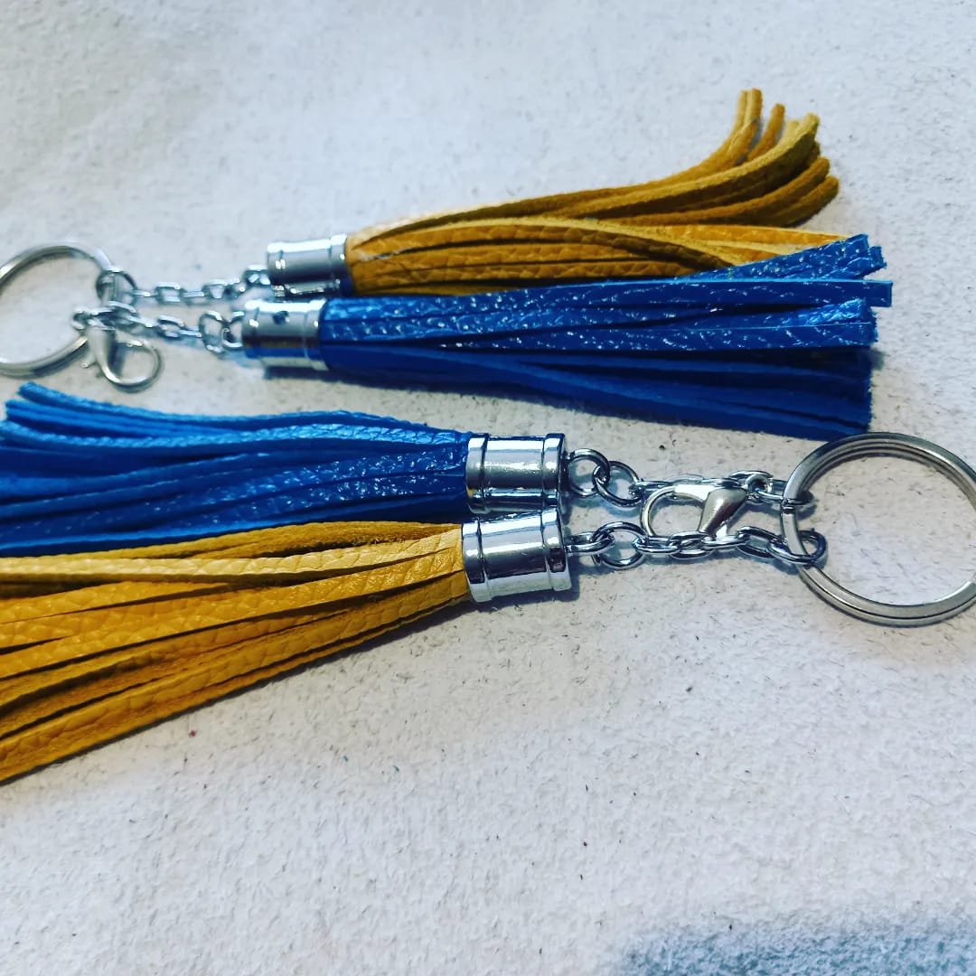 фото Брелок Україна, натуральна шкіра, жовто-блакитний