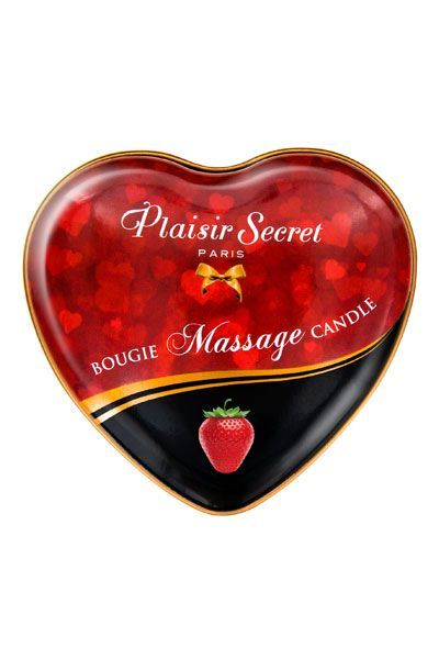 фото Масажна свічка серце Plaisirs Secrets Strawberry 35 мл