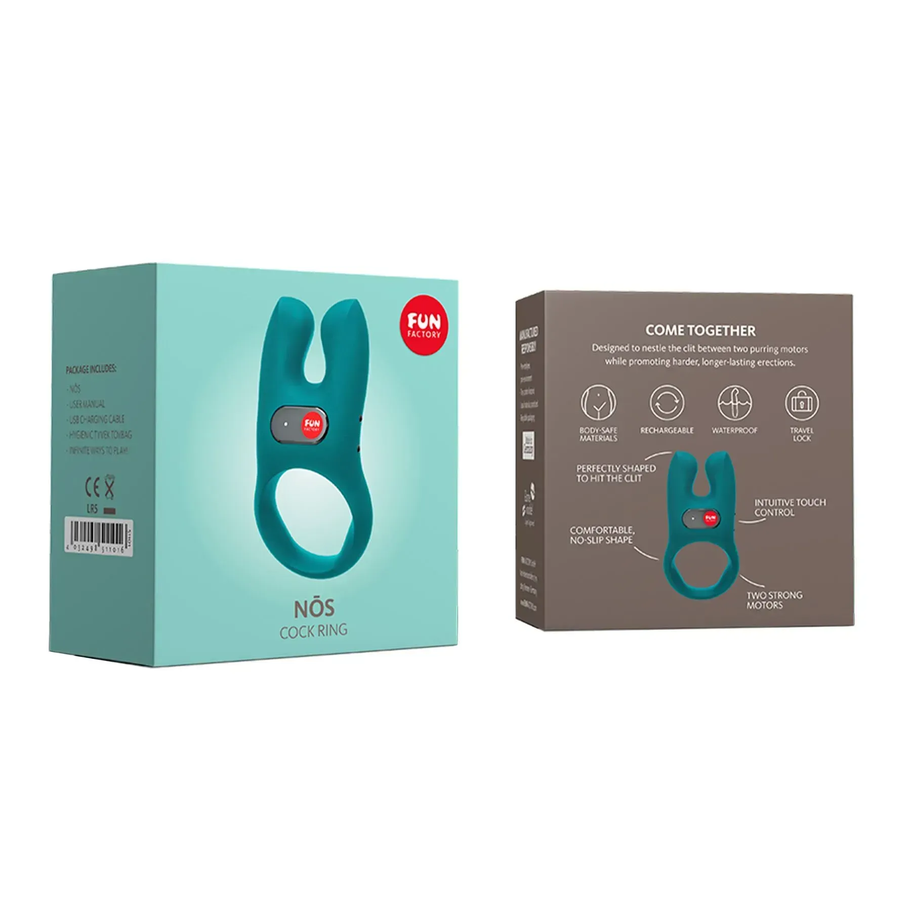 фото Ерекційне віброкільце з подвійною стимуляцією клітора Fun Factory NŌS deep sea blue