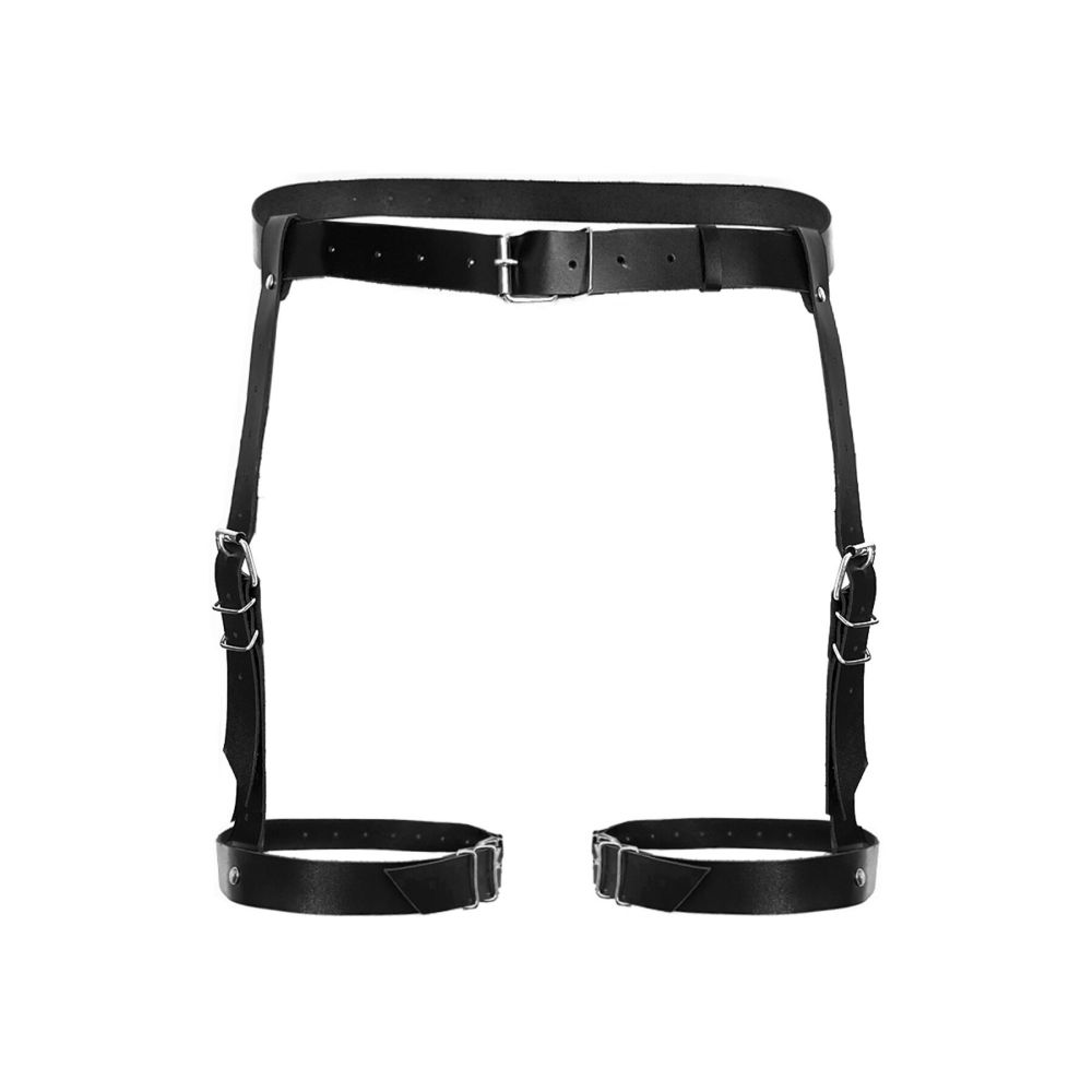 фото Гартери Art of Sex - Gwen із натуральної шкіри, розмір XS-2XL, колір чорний