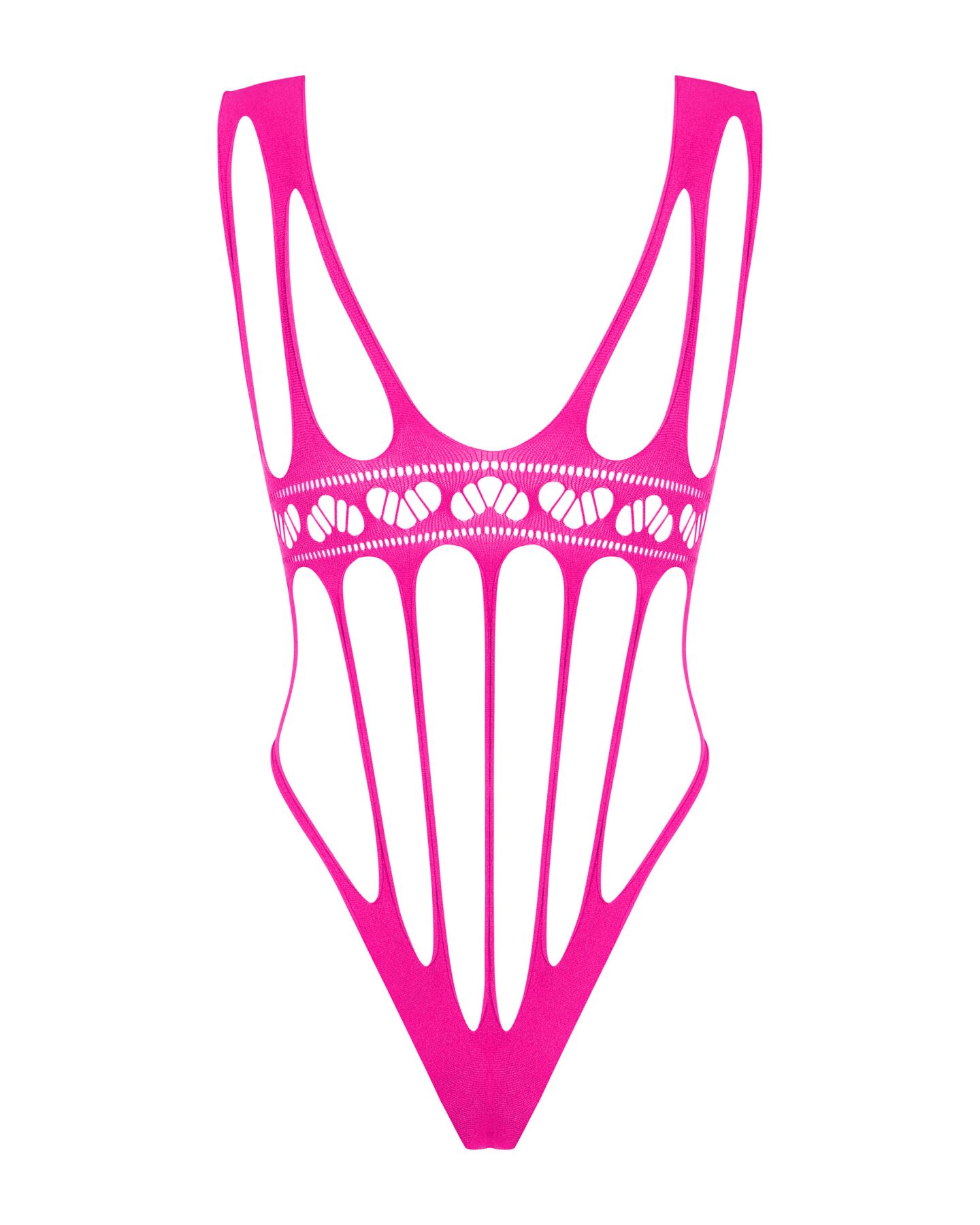 фото Сітчастий боді із поздовжніми вирізами Obsessive B121 teddy S/M/L, рожевий