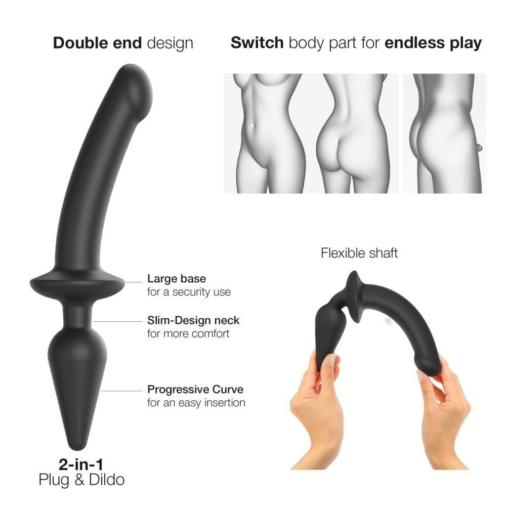 фото Анальна пробка дилдо 2в1 Strap-On-Me SWITCH PLUG-IN DILDO Black S