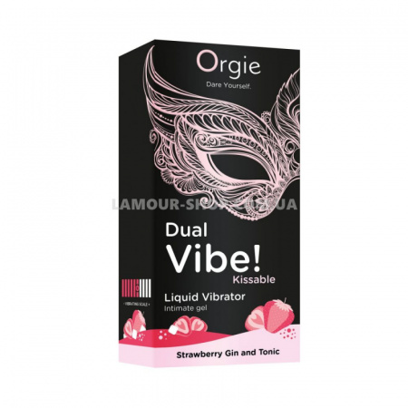 фото Рідкий вібратор Orgie Dual Vibe! Strawberry Gin & Tonic Kissable 