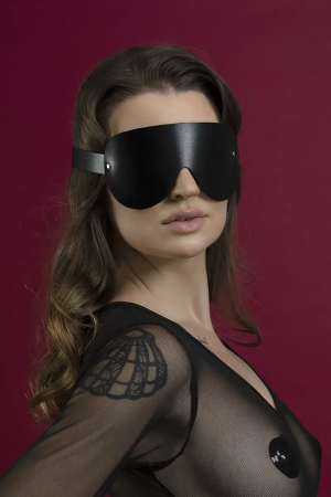 фото Маска на очі Feral Feelings - Blindfold Mask, натуральна шкіра, чорна