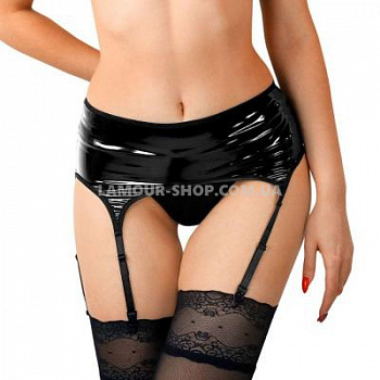 Вініловий пояс для панчох Art of Sex - Niks, розмір XS-M, Чорний