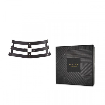 фото Портупея-пояс Bijoux Indiscrets MAZE - Wide Belt and Restraints Black, екошкіра