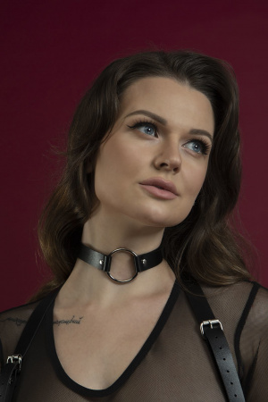 фото Чокер із кільцем Feral Feelings - O-Ring Collar чорний, натуральна шкіра