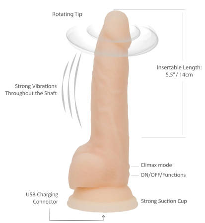фото Фалоімітатор Naked ADDICTION James 8″ Rotating & Vibrating Do