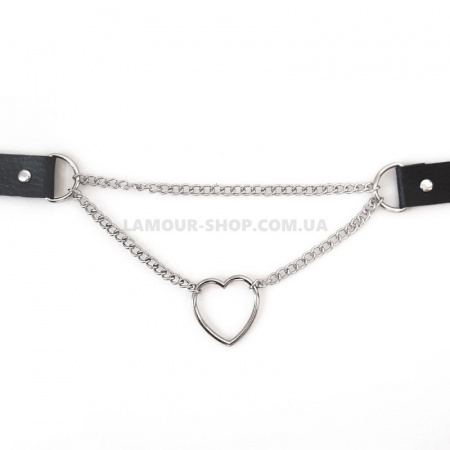 фото Чокер на шию Серце Art of Sex - Paris, з натуральної шкіри, колір Чорний