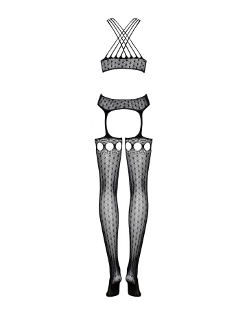 фото  Бодістокінг Obsessive Bodystocking G313 S/M/L, шнурівка, геометричний декор