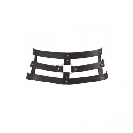 фото Портупея-пояс Bijoux Indiscrets MAZE - Wide Belt and Restraints Black, екошкіра