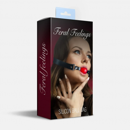 фото Кляп силіконовий Feral Feelings Silicon Ball Gag Black/Red, чорний ремінець