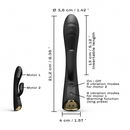 фото Вібратор-кролик з підігрівом Dorcel FLEXI RABBIT BLACK, гнучкий стовбур