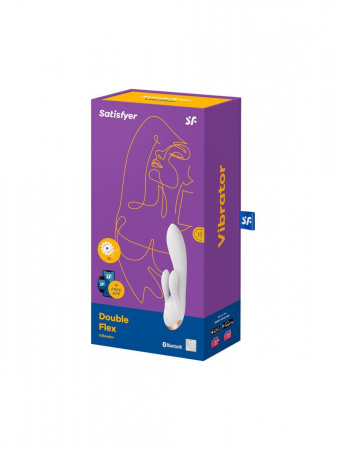 фото Смарт вібратор кролик із подвійним відростком Satisfyer Double Flex White
