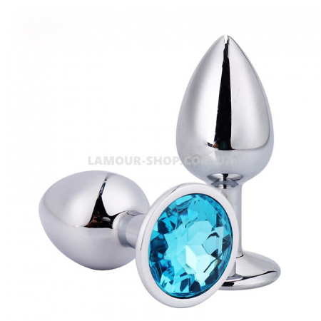 фото Анальна пробка Boss Series - Jewellery Dark Silver PLUG Light Blue S