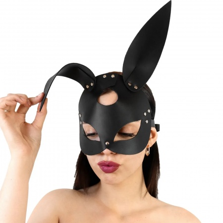 фото Шкіряна маска Зайчика Art of Sex - Bunny mask, колір Чорний