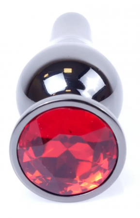 фото Анальна пробка Boss Series - Jewellery Dark Silver BUTT PLUG Red
