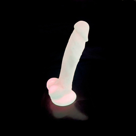 фото Фалоімітатор SilexD Johnny Pink Glow in the dark, двошаровий, силікон+Silexpan