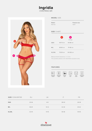 фото Комплект Obsessive Ingridia 2-pcs crotchless set M/L