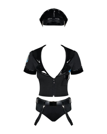 фото Костюм поліціянтки  Obsessive Police set S/M, black, топ, шорти, кепка