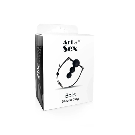 фото Кляп силіконовий Art of Sex - Balls, екошкіра, чорний