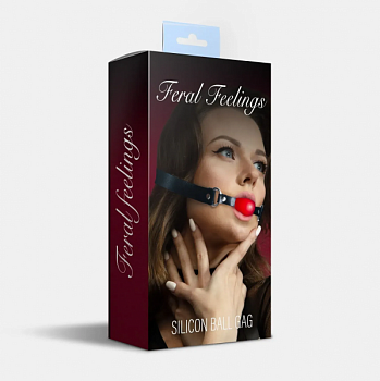 Кляп силіконовий Feral Feelings Silicon Ball Gag Black/Red, чорний ремінець