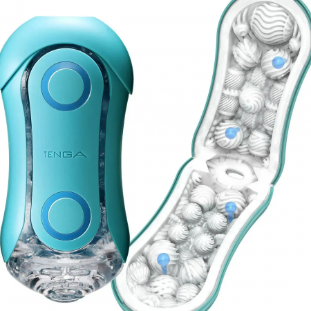 фото Мастурбатор Tenga Flip Orb — Ocean Blue, з можливістю зміни тиску та кульками