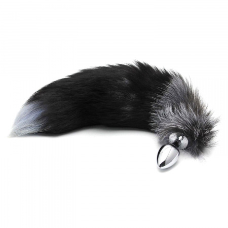 фото Анальна пробка Лисячий хвіст Alive Black And White Fox Tail M, діаметр 3,4 с