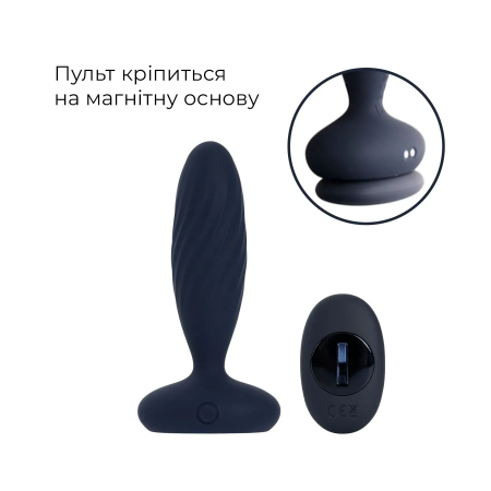 фото Анальна смарт-вібропробка з пульсацією Svakom Jordan Navy Blue, пульт ДК