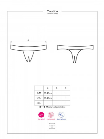 фото Мереживні танга з доступом Obsessive Contica crothchles thong L/XL, чорні